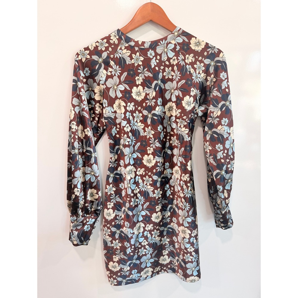Future Collective Reese Blutstein Floral Open Back Mini Dress Burgundy Brown 6
